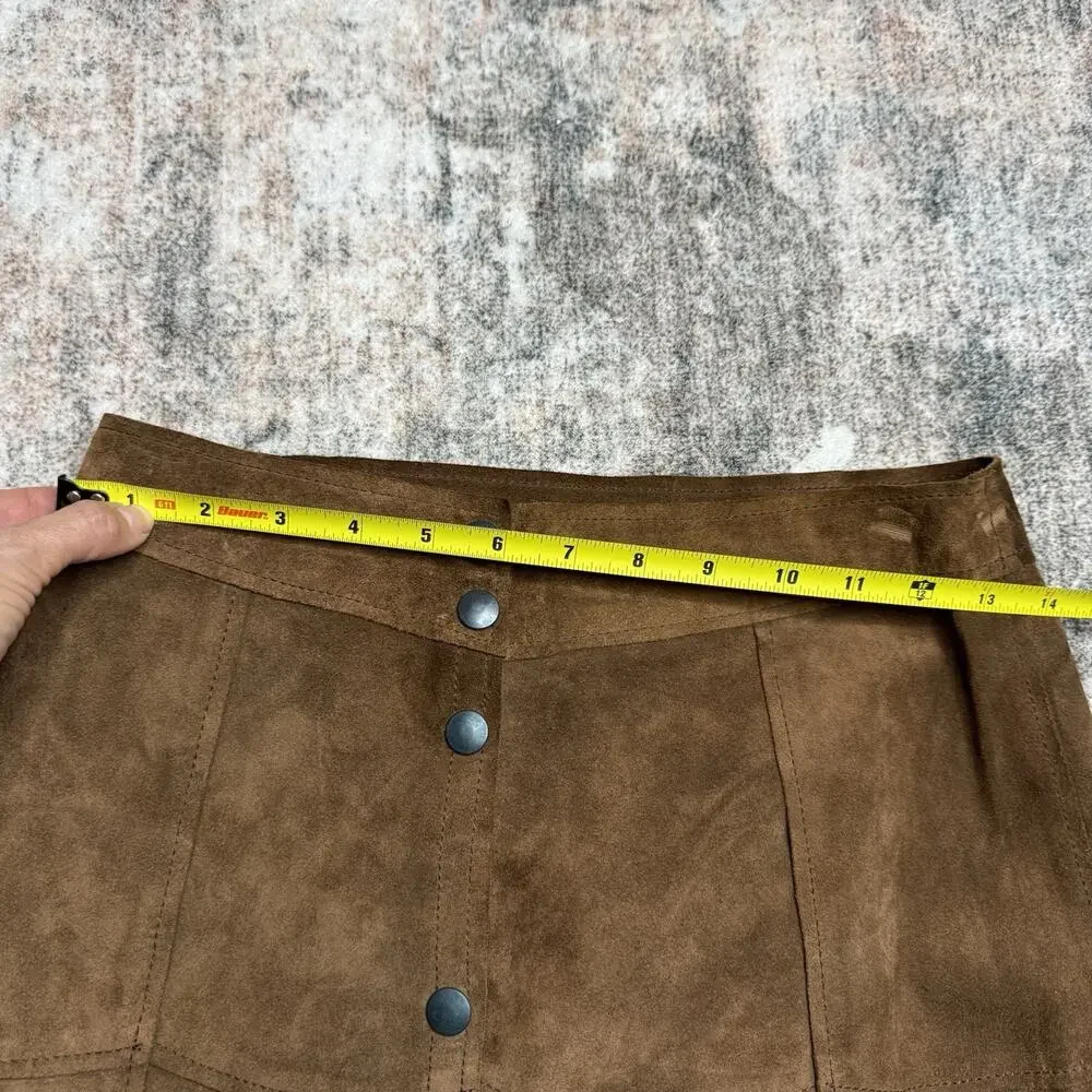 Vintage Gap Suede Skirt 8 Cognac Brown Button Down Leather Western 90s Y2K XS